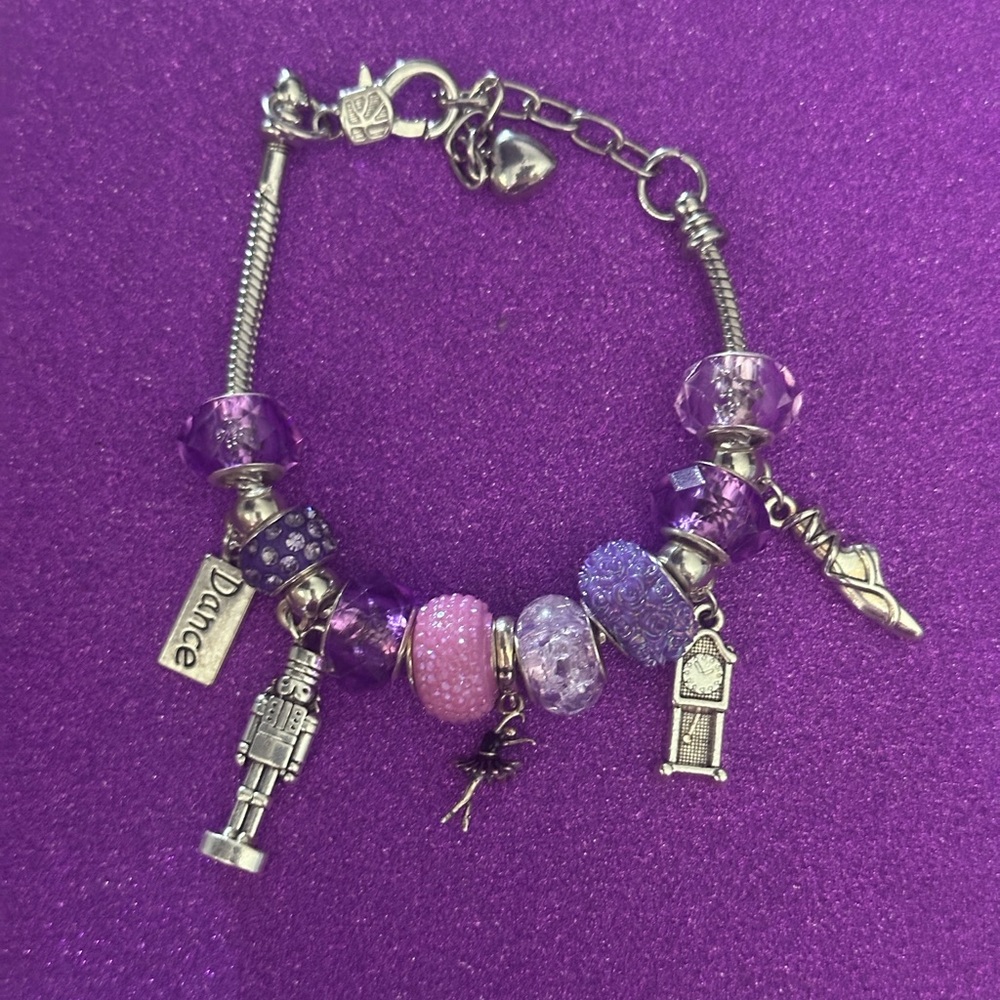 Purple and Silver ballet/Nutcracker Charms Bracelet - Handmade